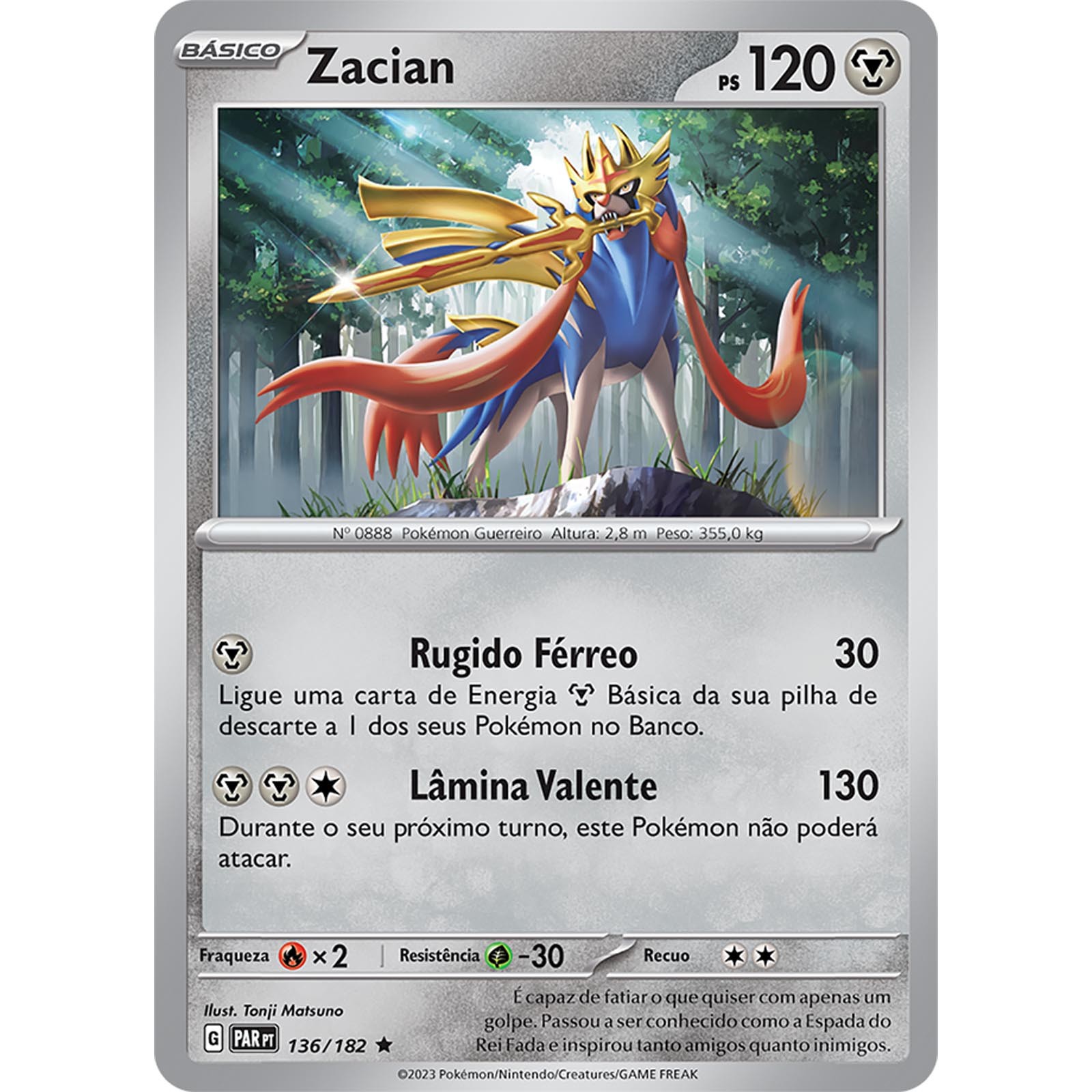 Carta Pokémon - Zacian 136/182 - Fenda Paradoxal - Copag Escala